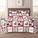 Christmas Holiday Full/Queen Patchwork Quilt Bedding Set Cardinal Poinsettia Holly Mistletoe
