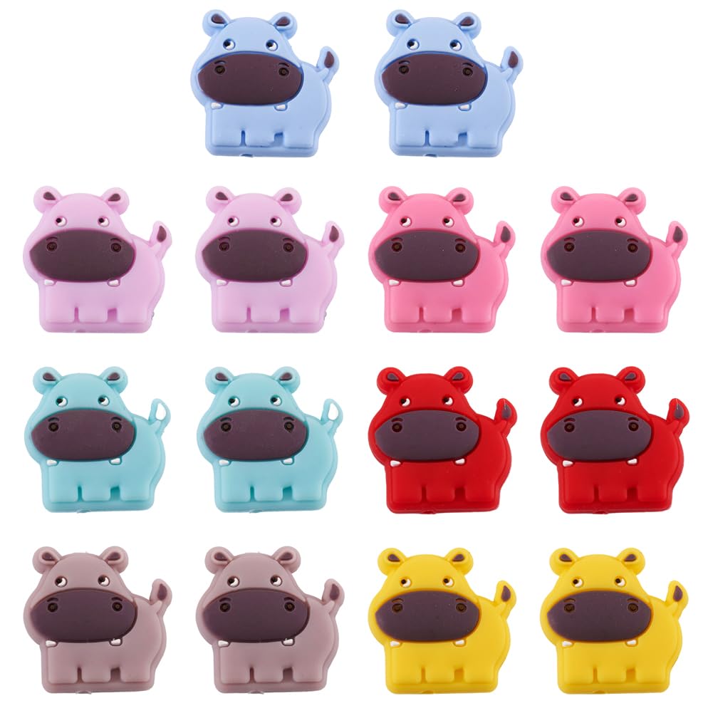Cheriswelry 14Pcs Cattle Silicone Beads Cute Animals Silicone Beads for DIY Necklaces Bracelet Keychain Making Handmade Crafts โ image 1