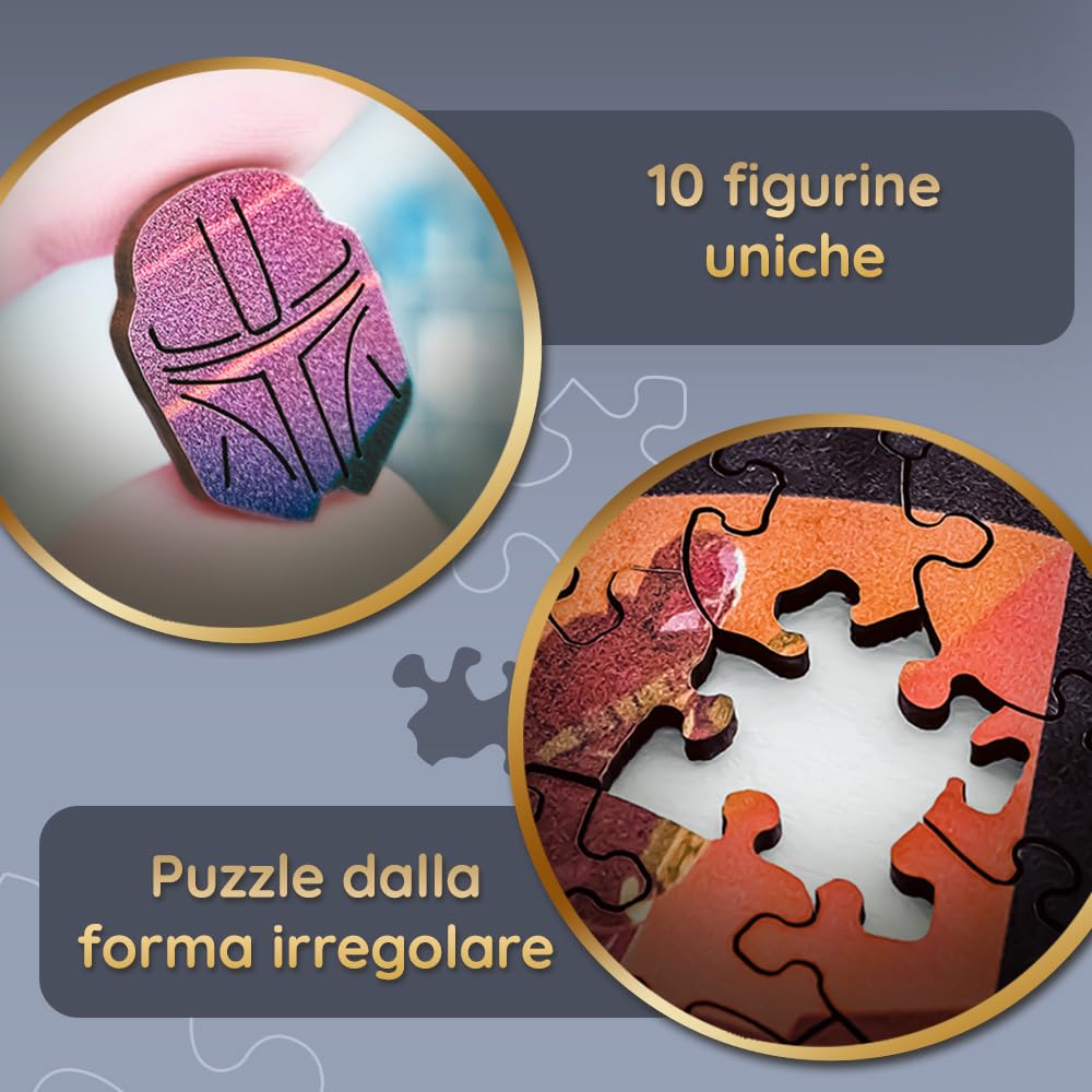 Trefl Puzzle In Legno 3D Star Wars: The Mandalorian – 160 Pezzi Forme Irregolari Con 10 Figurine, Per Adulti E Bambini 9+