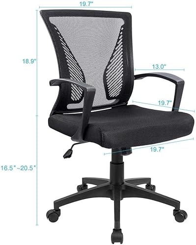 Miniatura 3 de Furmax Silla de oficina ergonómica de escritorio para computadora, silla de malla, respaldo medio, soporte lumbar giratorio con reposabrazos (2,