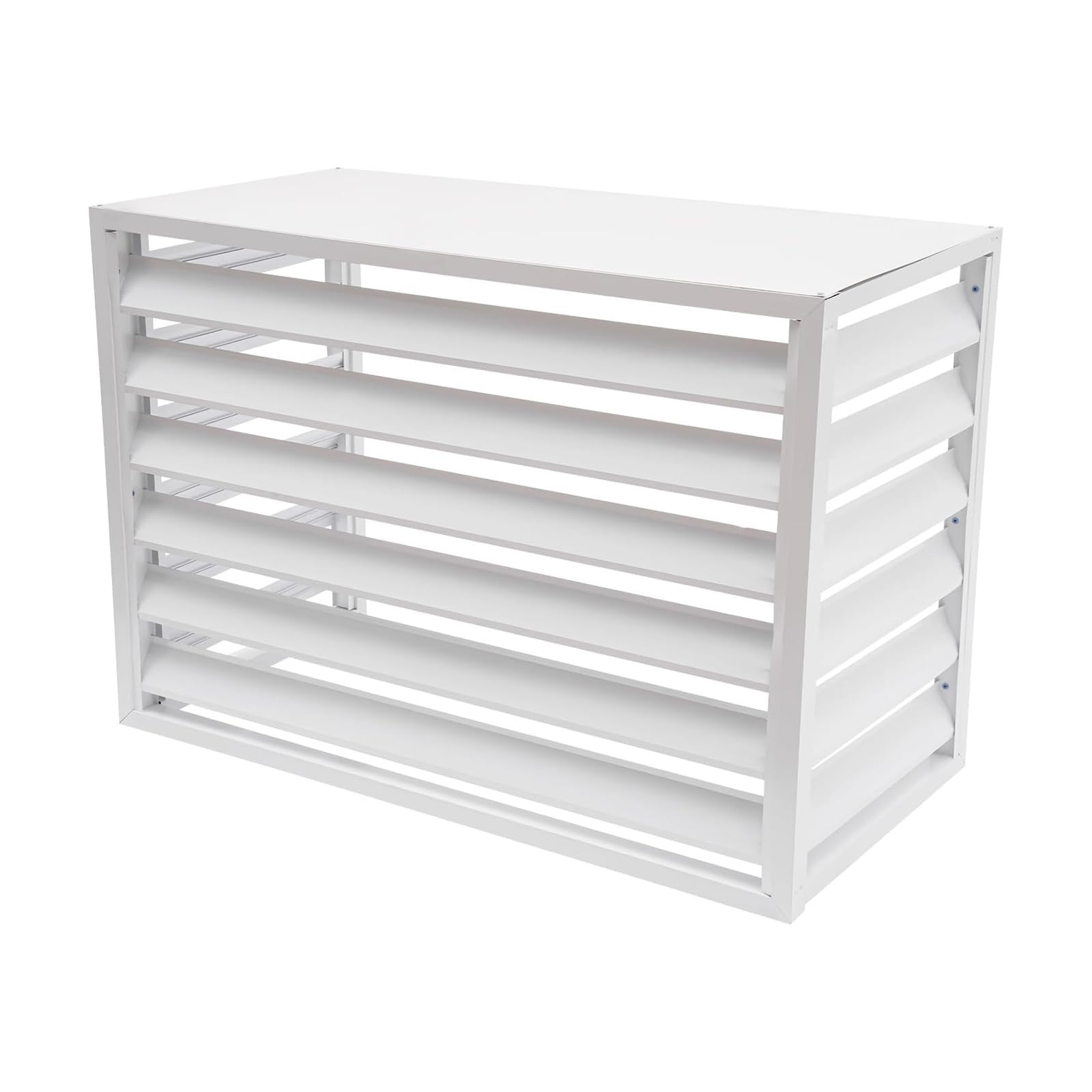 Dnowegas ondenser cover aluminum air conditioner fence heat pump cover air source heat pump cover air conditioner fence screen White Flat Top L100*W50*H70(1.5P)