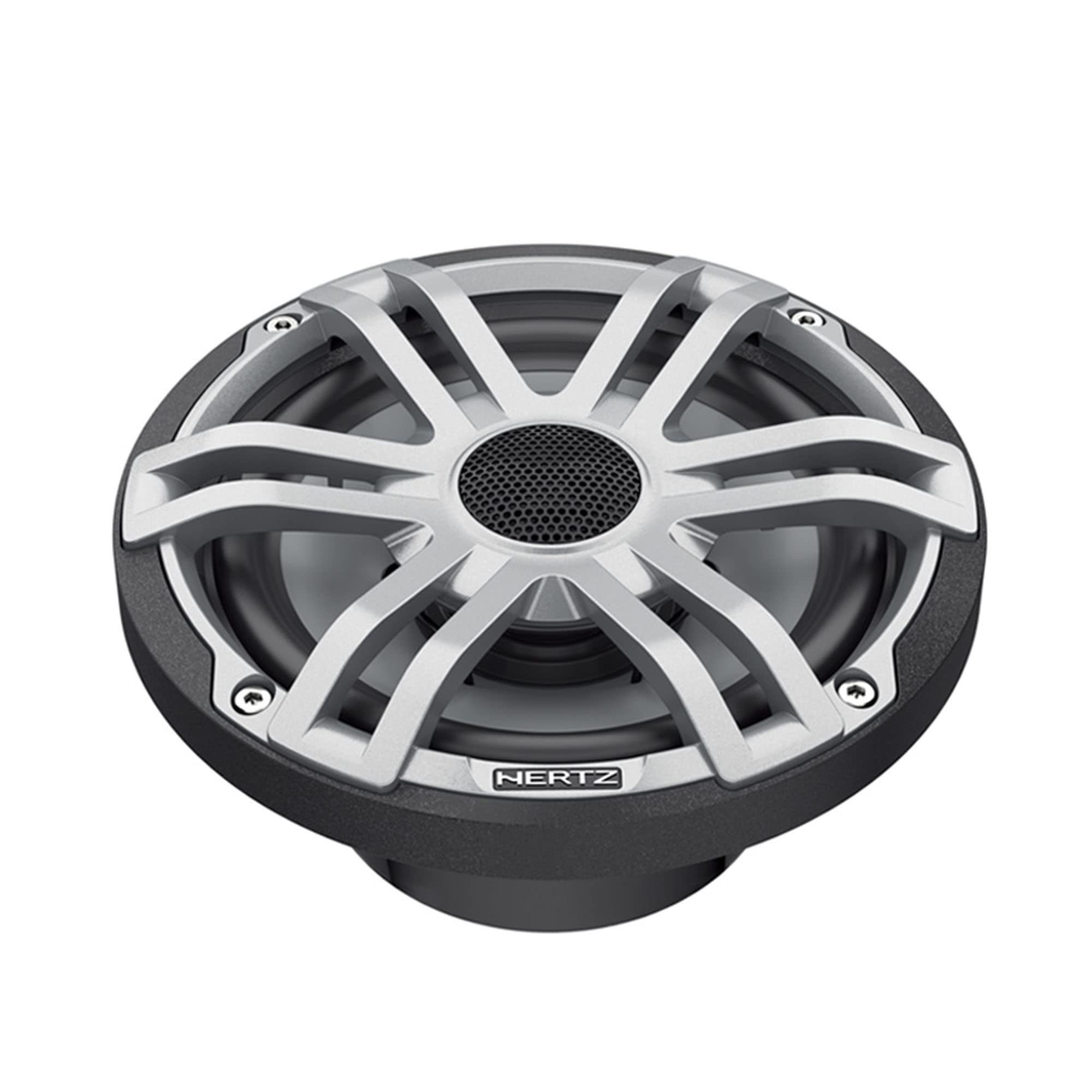 Hertz HEX 6.5 S-LD-G – 165-mm Marine-Koaxiallautsprecher-Paar mit RGB-LED-Beleuchtung und grauem Sportgitter