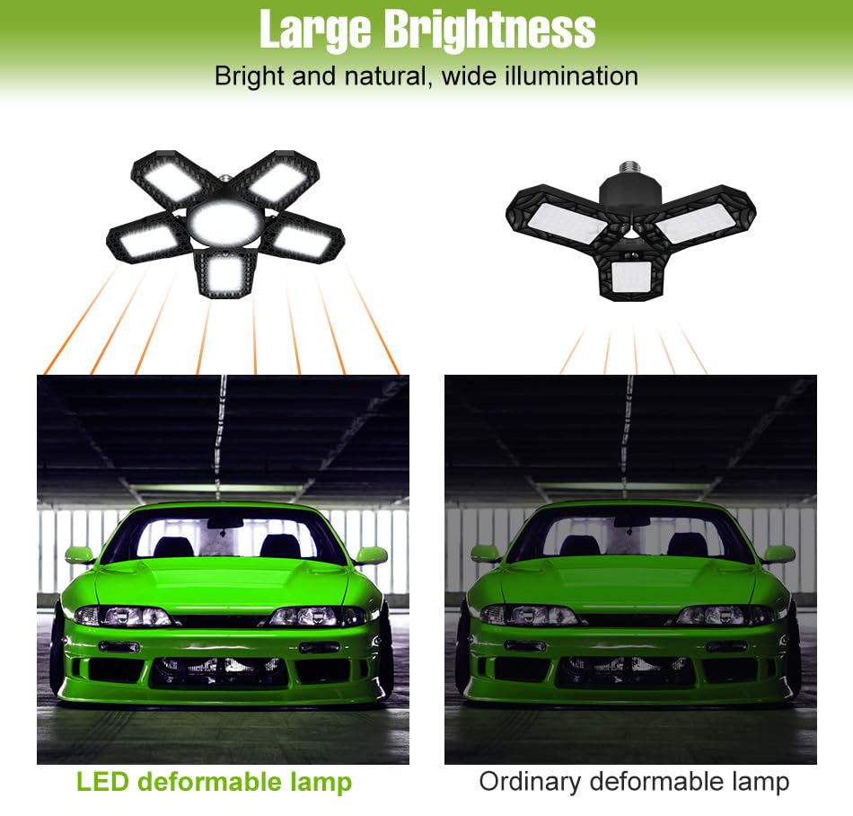 60W LED Deformable Garage Light AC100-277V Indoor Ceiling Light Foldable Adjustable Panel Workshop Warehouse Lighting Warm White Large — view 9