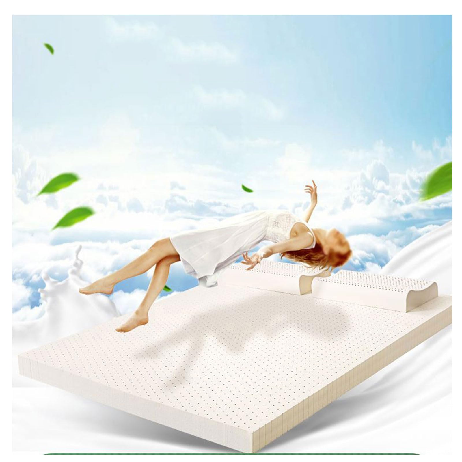Memory Foam Mattress Topper Latex Mattress Thick Soft Double Bed Mattress Topper with Removable Skin-Friendly Cover 150x200X15cm
