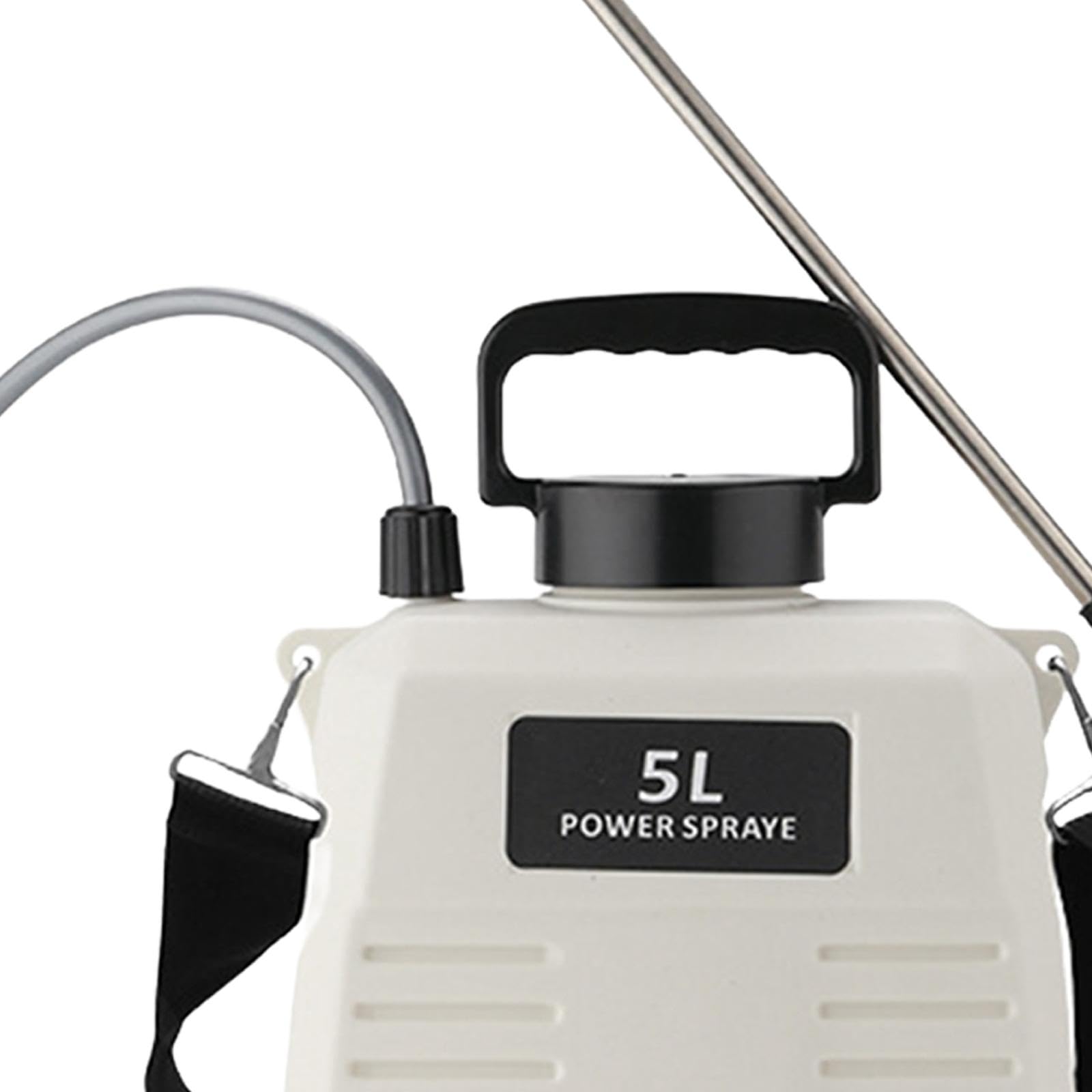 Pulverizador Eléctrico con 3 Boquillas de Niebla, Correa para El Hombro Y Varillas Telescópicas para Riego Exterior, 5L Blanco