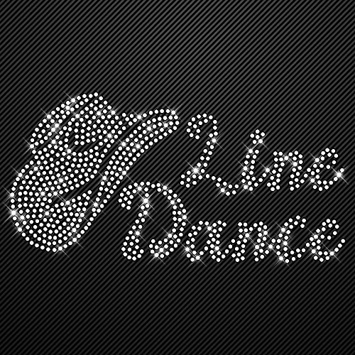 Glitzerdeals Applicazione termoadesiva in strass Line Dance con cappello da cowboy, immagine glitterata da applicare con ferro da stiro Line Dance con strass