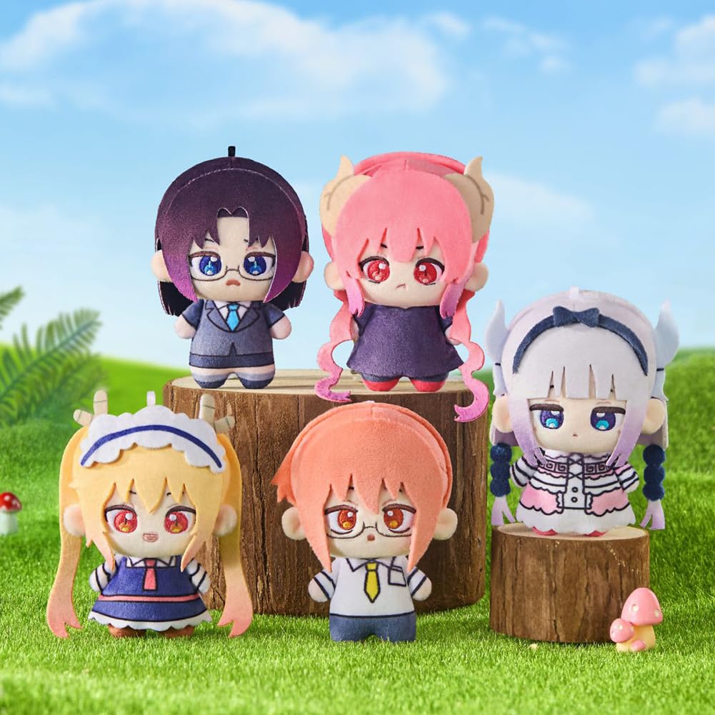 5 portachiavi in peluche Kanna Kamui a forma di anime Kobayashi Kanna/Tohr con ciondoli a forma di figure morbide, accessori per lo zaino da scuola, per divano, cuscino, decorazione, regali