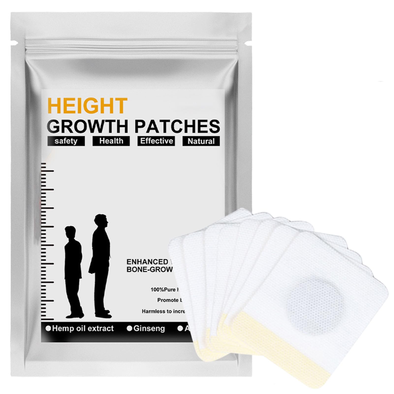 Generic HeightenUP Growth Stimulating Foot Patch | Height Increase Foot Patch, Growth Promotion Patch For Adults And Young Individuals, Unisex-Adults (12-30 years), Silver