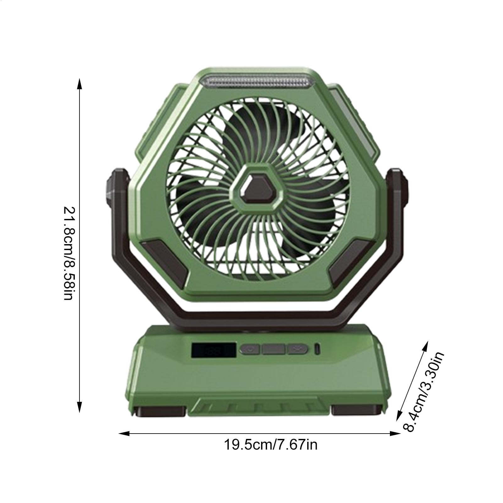 Ventilatore da campeggio per esterni, ventilatore da scrivania portatile | ventilatore da tavolo a batteria, 3 velocità, dispositivo di raffreddamento ricaricabile con luce e gancio per picnic,