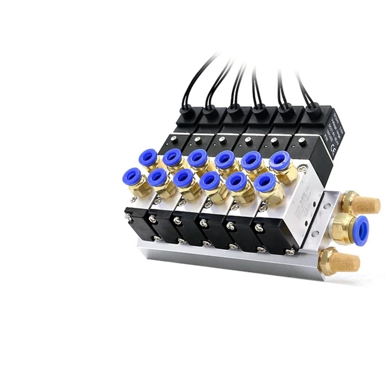 Zawór elektromagnetyczny Multi-Way Combination 4V110-06 Stacje kolektorowe DC 12 V 24 V AC220 V z okuciami 5-portowe 2-pozycyjne zawory elektromagnetyczne (DC 12 V, 6 rzędów 8 mm)