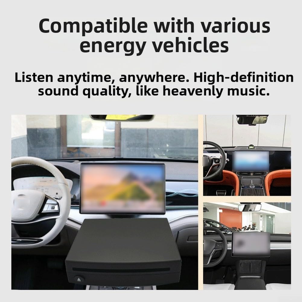 Zoegneer Lettore CD esterno portatile per auto con connessione USB per DVD Audio Lossless Riproduzione di musica Compatto ABS Design e Play Facile installazione Nero 14,8 x 14,5 x 3,5 cm
