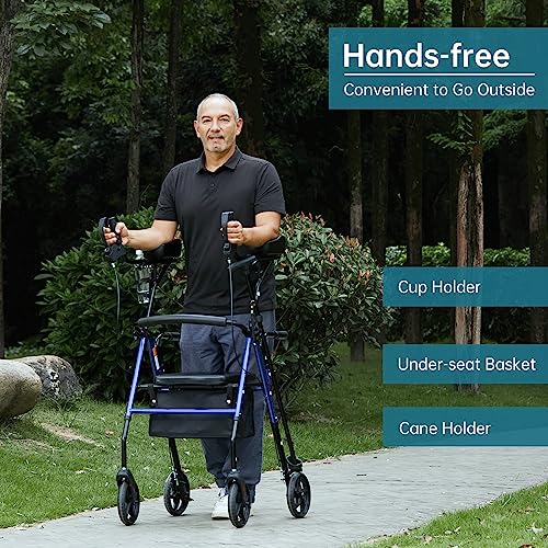 Elenker Upright Walker, Stand Up Rollator Walker With Padded Seat And Backrest thumb #1