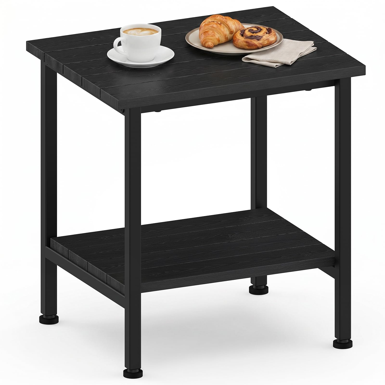 CADUKE Kleiner Gartentisch, Outdoor-Beistelltisch aus Metall, 45 cm Höhe | Schwarzer Balkontisch aus Metall, 42x33x45cm, wetterfester Outdoor-Tisch für Garten und Balkon