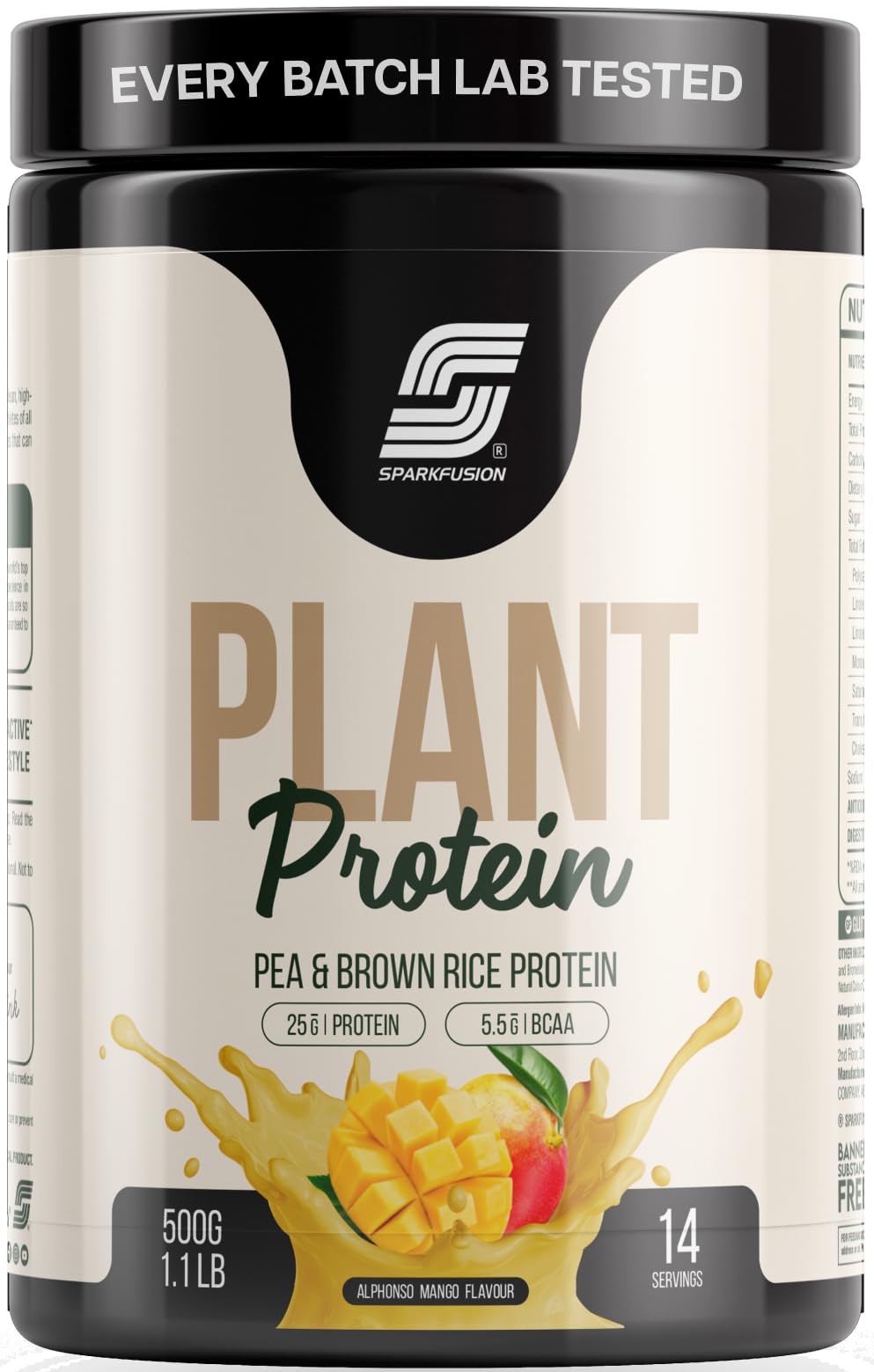 Sparkfusion Plant Protein Powder Isolated Pea & Brown Rice Protein | 25g Protein per Sachet | 5.5g BCAA | Vegan, Gluten Free & Sugar Free | Alphonso Mango Flavour | Pack of 10 Sachets — Amazon image 4