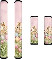 Vista 42 de Decoración de cocina con estampado de flores azules para interiores, 4 accesorios para manijas de puerta, fundas duraderas para manijas