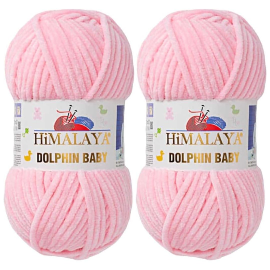 Himalaya Dolphin Baby Yarn 2 X 100g Skeins Super Bulky Yarn for Knitting/Crochet Ideal for Cardigans Shawls Blankets Hats and Home Textiles (2, 80319 Pastel Pink)