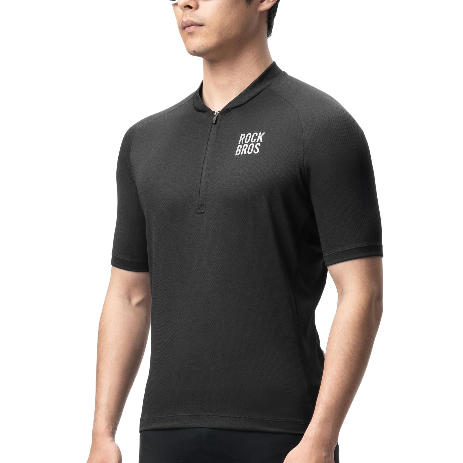 ROCKBROS Maillot Cyclisme Homme, T-Shirt Cyclliste Manches Courtes VTT, Séchage Rapide Réfléchissant Vélo T-Shirt avec 3 Poches Arrière pour Velo de Route