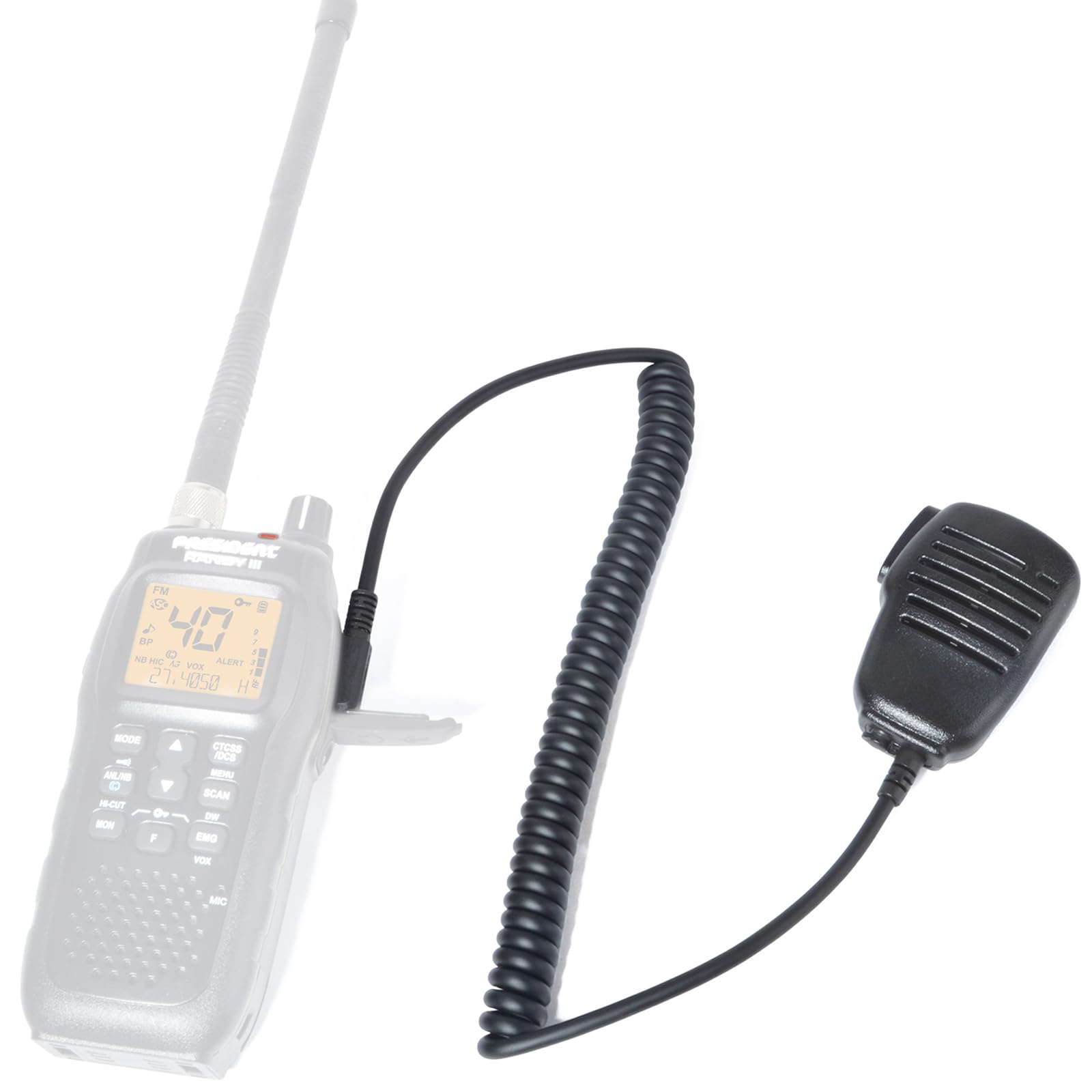 HYS Radio - Microphone à main compatible avec les stations de radio President Randy III CB - Microphone de haut-parleur Randy 3 - Avec bouton PTT