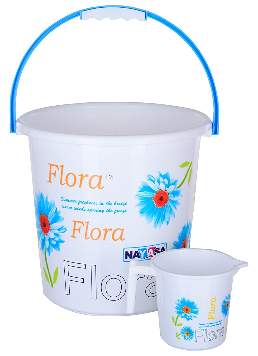 Nayasa Flora Plastic Bathroom Bucket and Mug Set (20 L, Pink, 2Pieces
