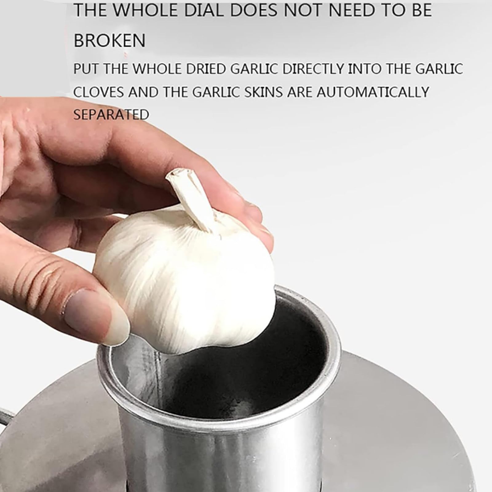 KnoblauchschäLmaschine,200w Automatic Commercial Garlic Peeling Peeler Slicers Peel Stainless Steel Machine- FüR Getrockneten Knoblauch,Silver