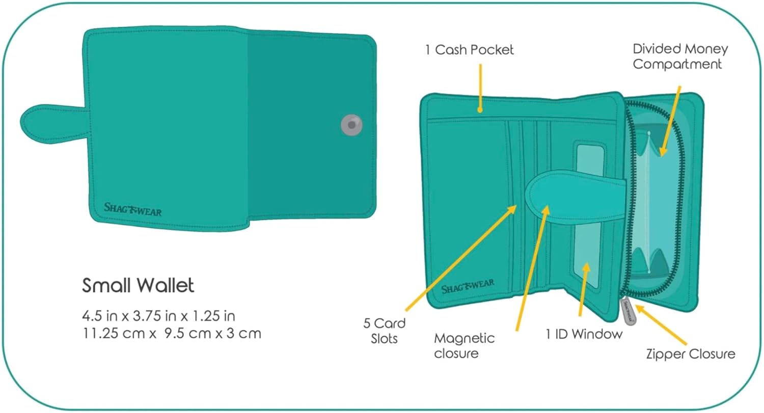 Shag Wear Blue Heron with Sunset Small Nature Wallet for Women and Teen Girls Vegan Faux Leather Orange 4.5" - Image 3