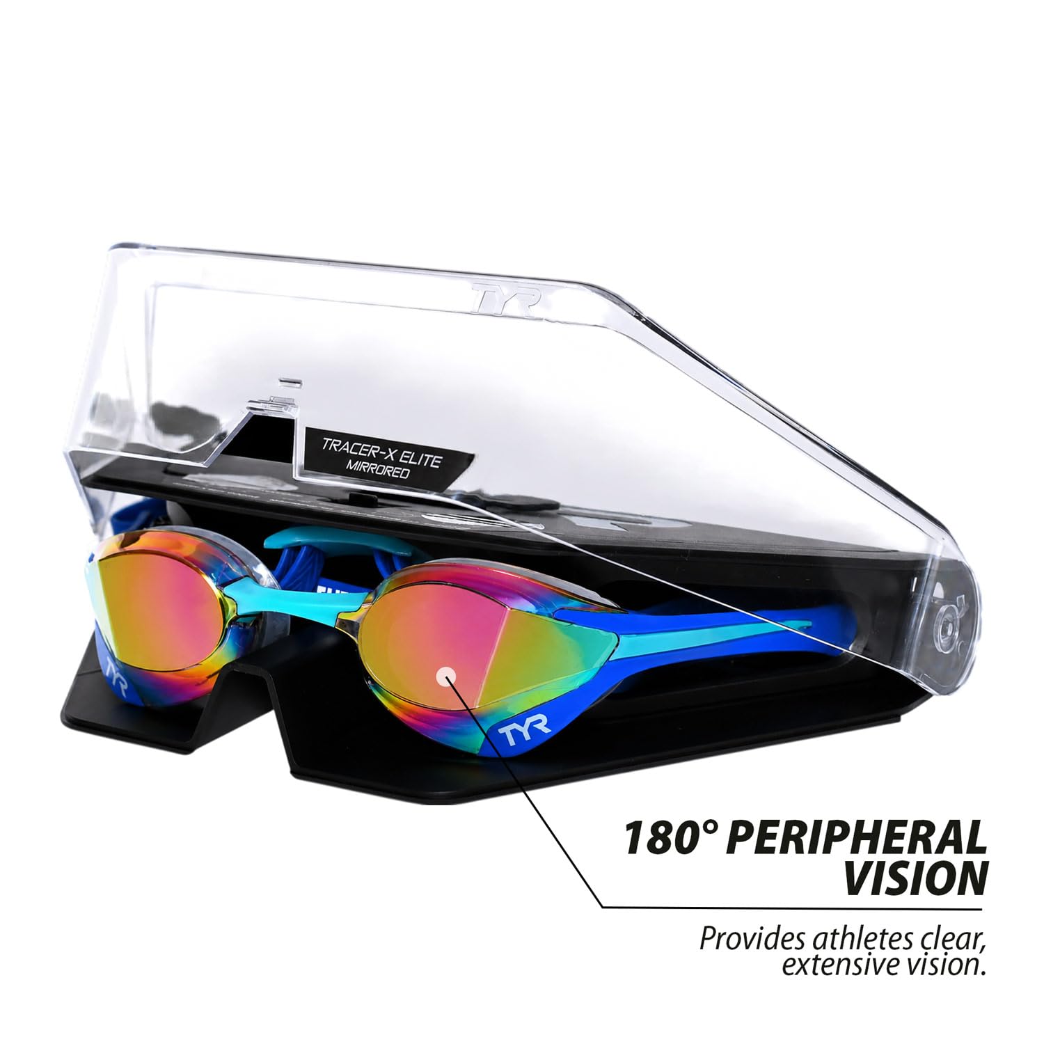 TYR Gogle dla dorosłych Tracer-X Elite - Low Profile Racing okulary pływackie, lustrzane, niebieskie, turkusowe