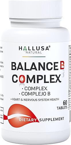 Hallusa Natural - Equilibrar el complejo de vitamina B - Energía, función de las células cerebrales, vitamina B2, B3, B5, B6, B12-suministro de 60
