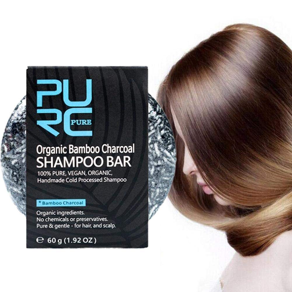 Hair Wash Soap Gray White Hair Color Dye Treatment Black Organic Bamboo Charcoal Soaps Bar Shampoo Shiny Hair Scalp Care for Dry Damaged Hair