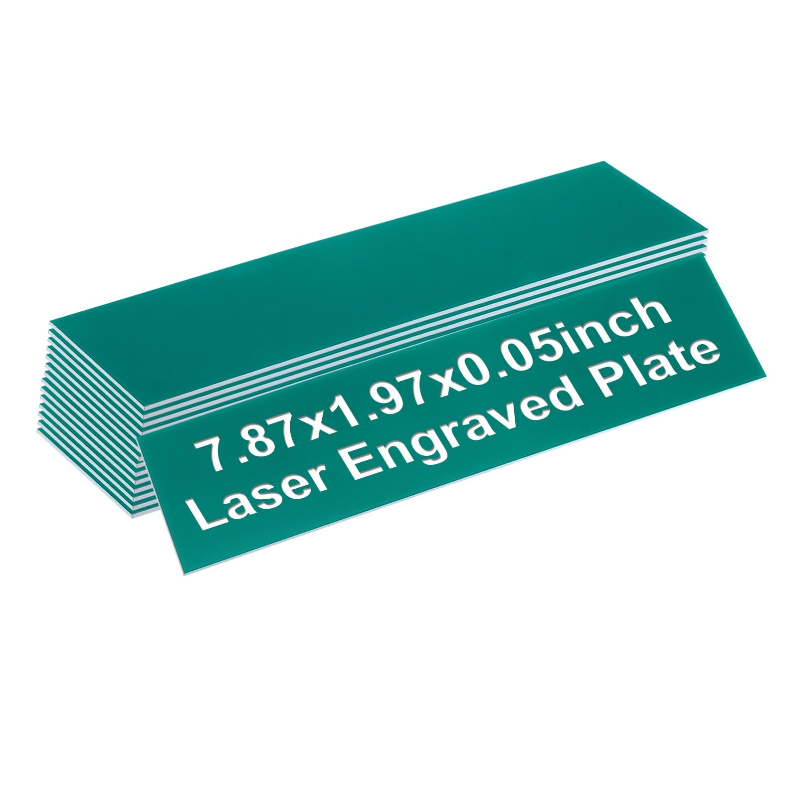 PATIKIL Blank Name Plates, 7.87x1.97" Engraved Name Plates Name Plate Personalized Custom Door Signs Desk Tags for Office Classroom, Dark Green with White Letter, 15 Pcs