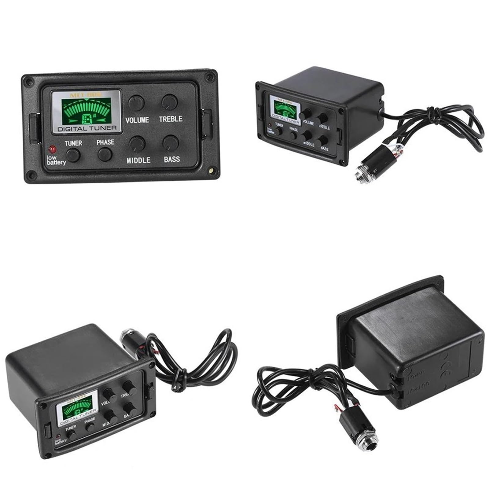 Gitara Akustyczna 3-pasmowy Korektor EQ Wzmacniacz Tonu I Głośności Przedwzmacniacz Przetwornik Piezoelektryczny Z Tunerem Funkcja Fazy Wyświetlacz LCD