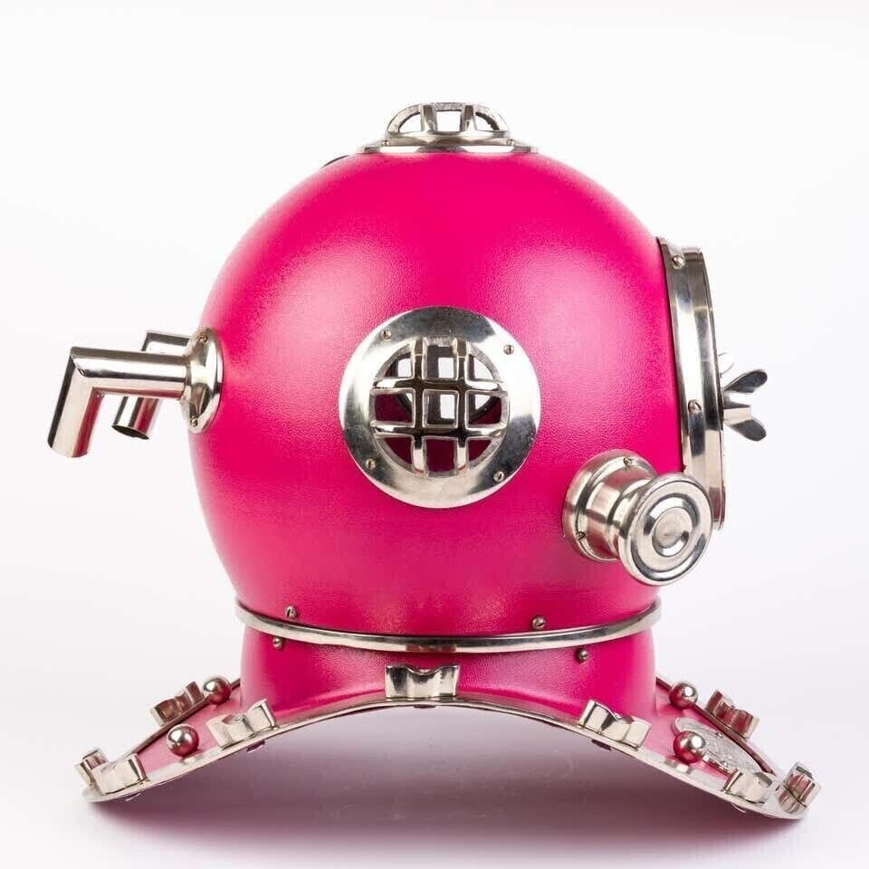 Generic Vintage Pink Divers Diving Helmet US Navy Mark V Sea Scuba Morse Boston Helmet, As shown in image