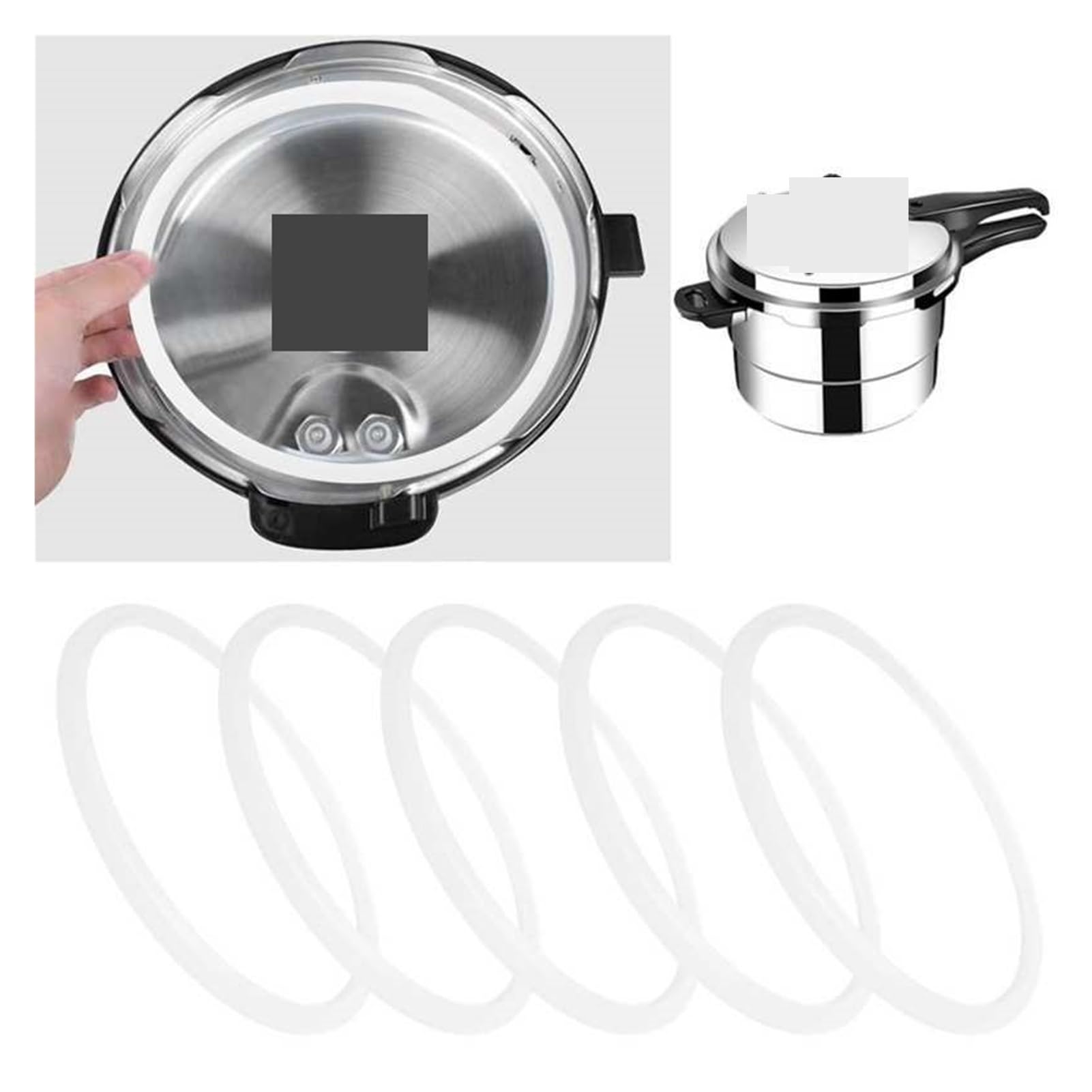 SSIMOO 5 Stücke 18-26 cm Schnellkochtopf Dichtungsring Set Klar Universal Edelstahl Schnellkochtopf Silikon Dichtung Unterlegscheibe O Ring Kit kindly(22cm)