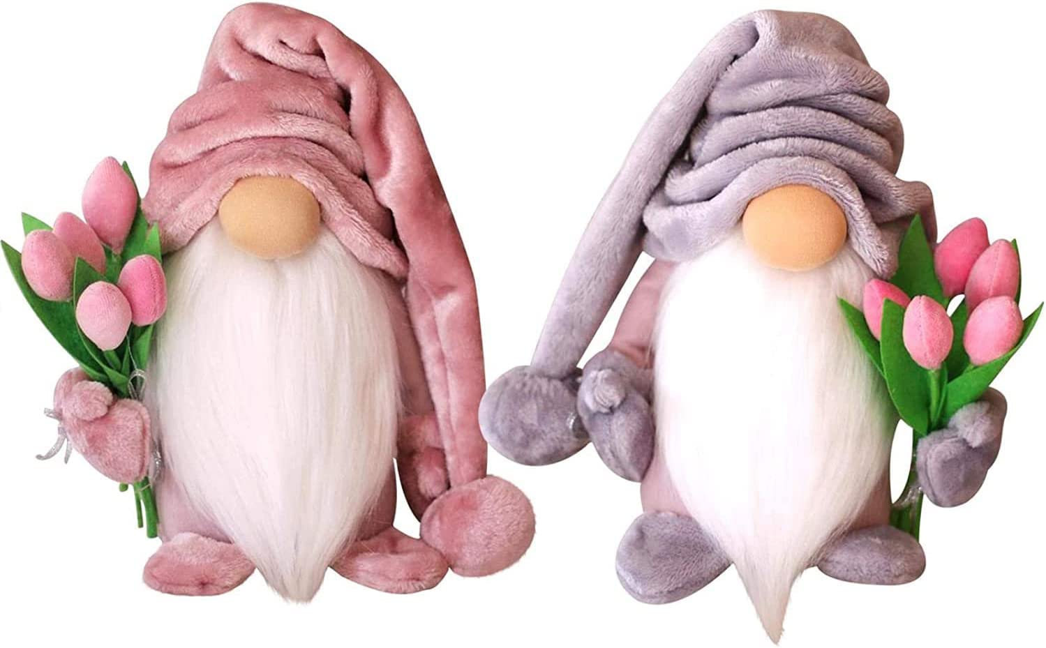 Ginger Tech Women's 2Pcs Mothers Day Gonk Decorations, Handmade Tulip Gonks Faceless Dwarf Doll Plush Toy Gonk Gnome Gifts For Him Her, Elf Figure Tabletop Ornaments For Home Farmhouse Gnomes Decoration Gifts For Mom (2Pcs)