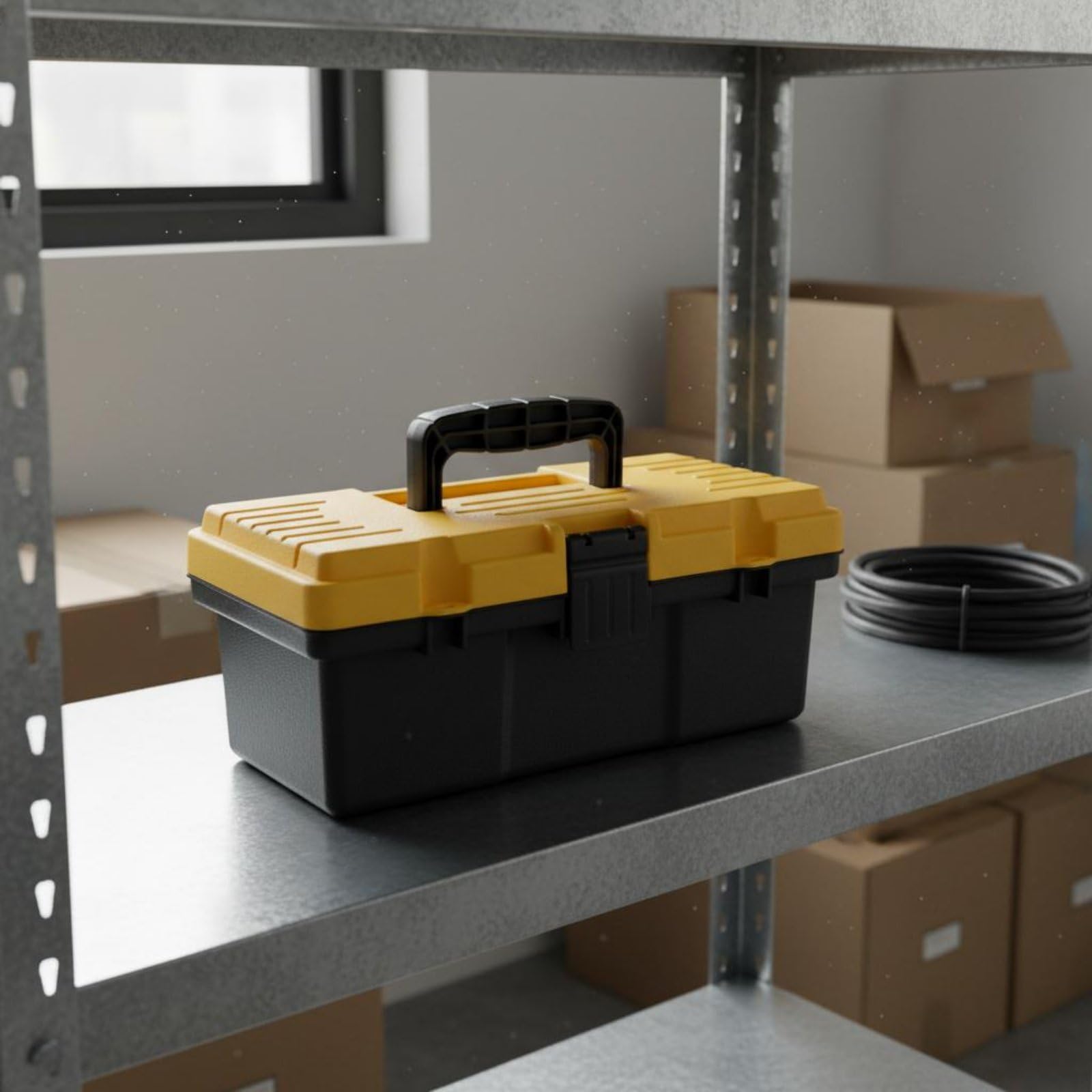 Contenitore Industriale Cassetta Attrezzi Valigetta Organizer Scatola Portaoggetti con Vassoio Interno Separatore E Scomparti Trasparenti Materiale PP, 20 Pollici