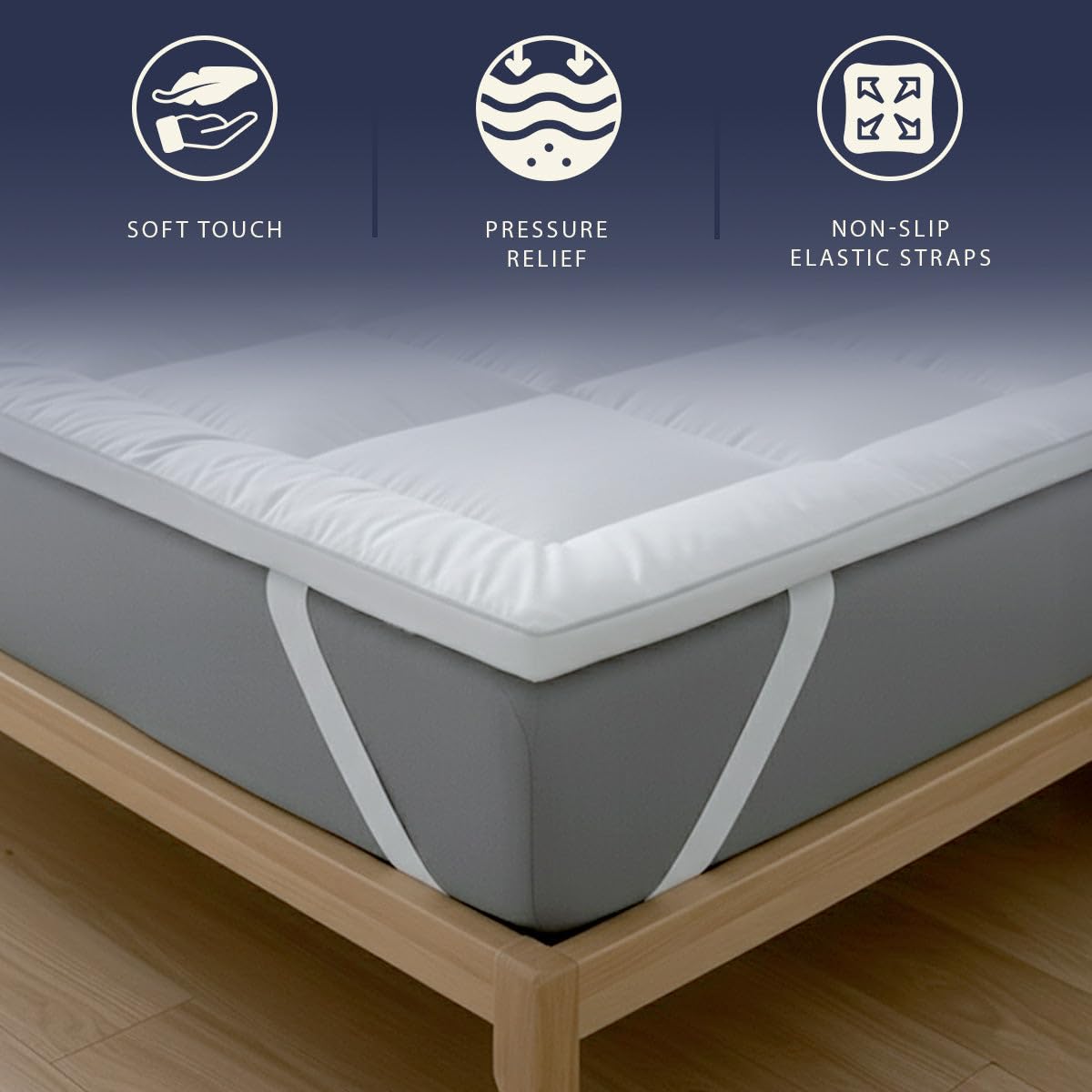 The White Stone Topper singolo 80x190 | Coprimaterasso Imbottito 800 gr/mq in Palline di Ovatta con Rivestimento in Microfibra Traspirante | Comfort e Volume Extra | Protezione Materasso