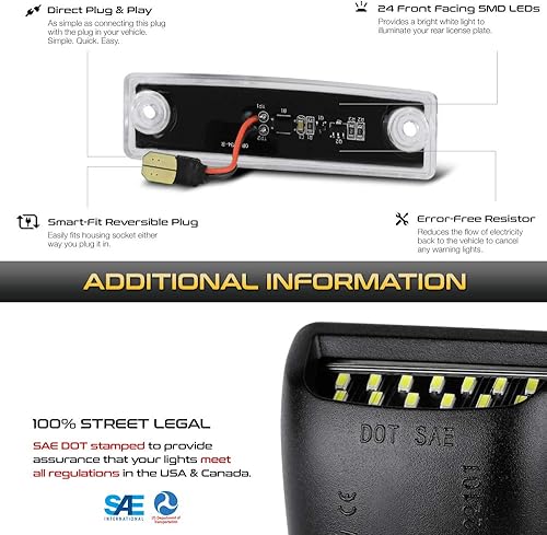 Miniatura 5 de VIPMOTOZ Luz de matrícula LED completa para Toyota 4Runner Sequoia, 6000K diamante blanco, 2 piezas de reemplazo de montaje de lámpara de etiqueta