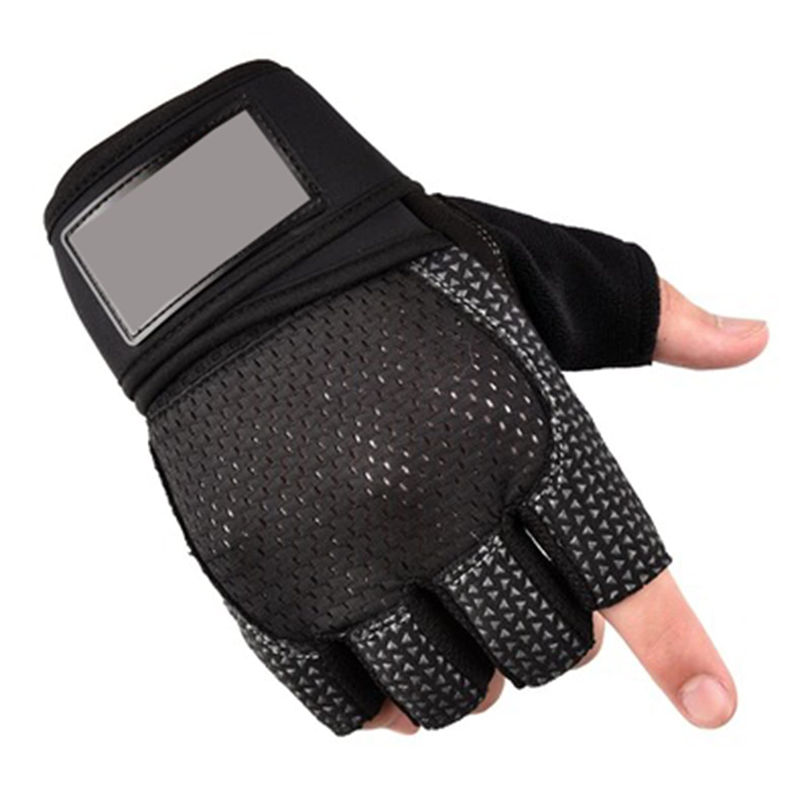 Guanti da guida senza dita, guanti sportivi, guanti mezze dita, guanti for sollevamento pesi for allenamento in palestra for uomini e donne, cinturino di supporto for il polso con protezione imbottita