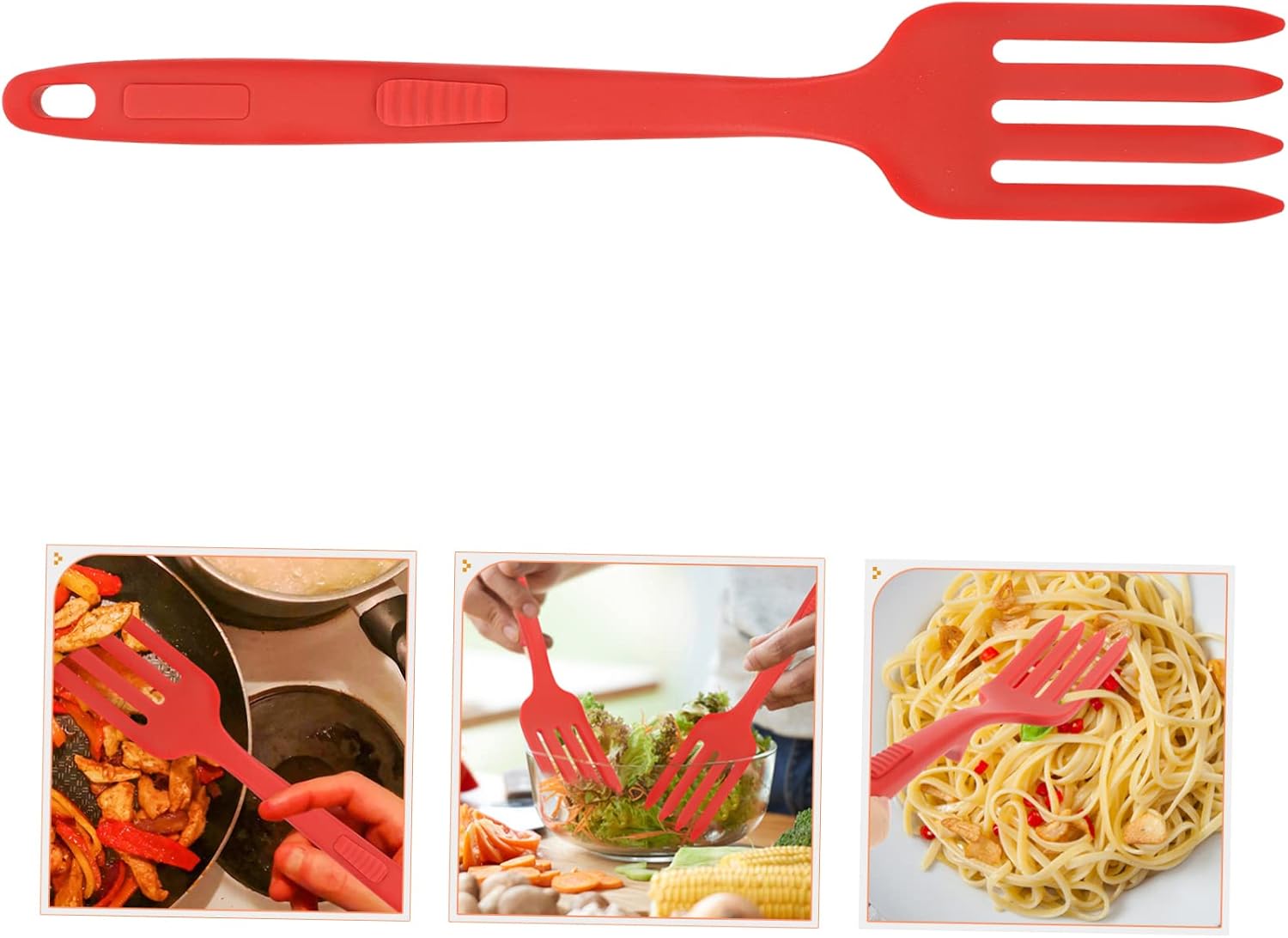 Large Silicone Cooking Fork with Smooth Edges for Kitchen Families