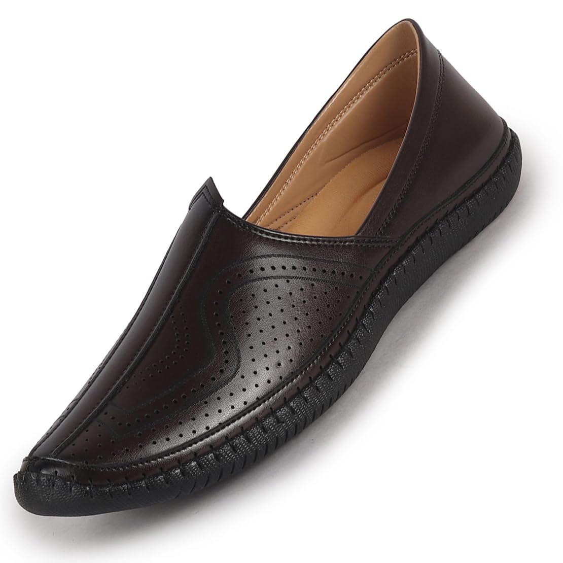 fausto Men Perforated Side Stitched Ethnic Round Toe Juttis and Mojaris for Wedding | Flexible Anti Skid Sole | Pathani Kurta Slip On Shoes-picture-58