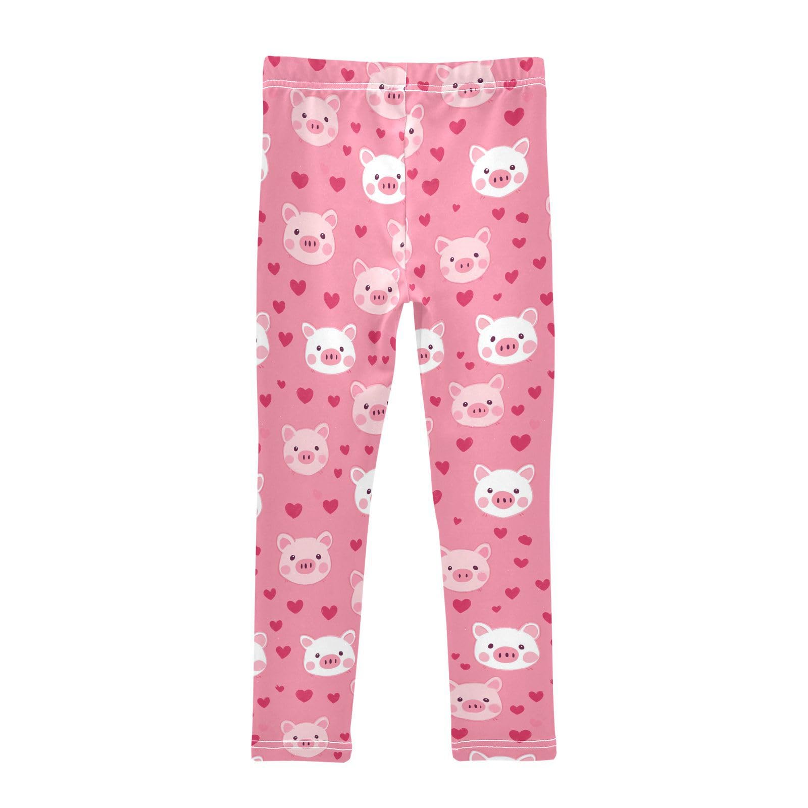Cute Pig Girls' Leggings Toddler Doodles Pink Hearts Kids Yoga Pants Dance Active Tights 9-10T