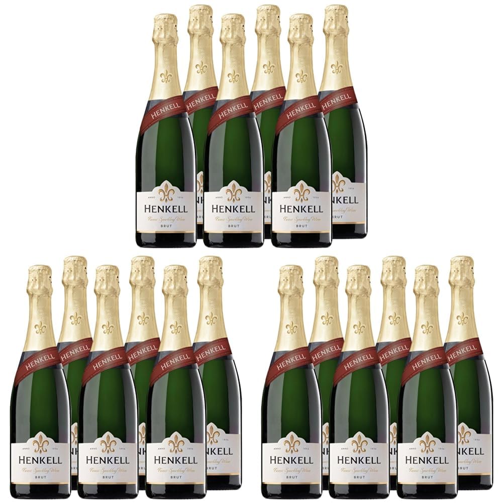 Henkell Sekt Brut (6 x 0,75 l) - Feinperliger Sektgenuss, elegante Cuvée aus den beliebtesten Rebsorten wie Chardonnay, fruchtig-frischer Geschmack, VEGAN (Packung mit 3)