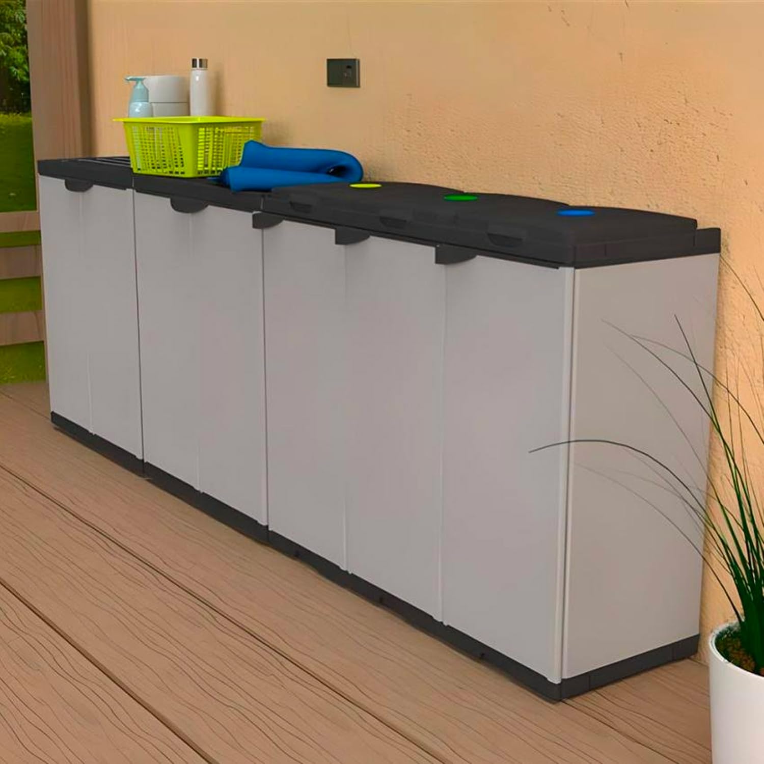 Avilia Armadio Modulare a 1 Anta | Mobiletto per Interni | Armadietto Basso | Armadio per Attrezzi | Armadietto per Esterni | Armadietto in Plastica | Armadio con 1 Scaffale ‎35x39.5x86cm, Grigio