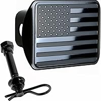 eVerHitch Stainless Steel USA Flag Black Hitch Cover for 2" Receivers with Anti-Rattle Pin Bolt