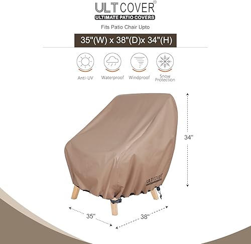 Vista 16 de ULTCOVER - Funda impermeable para silla de patio, 2 unidades – funda para silla individual Marrón