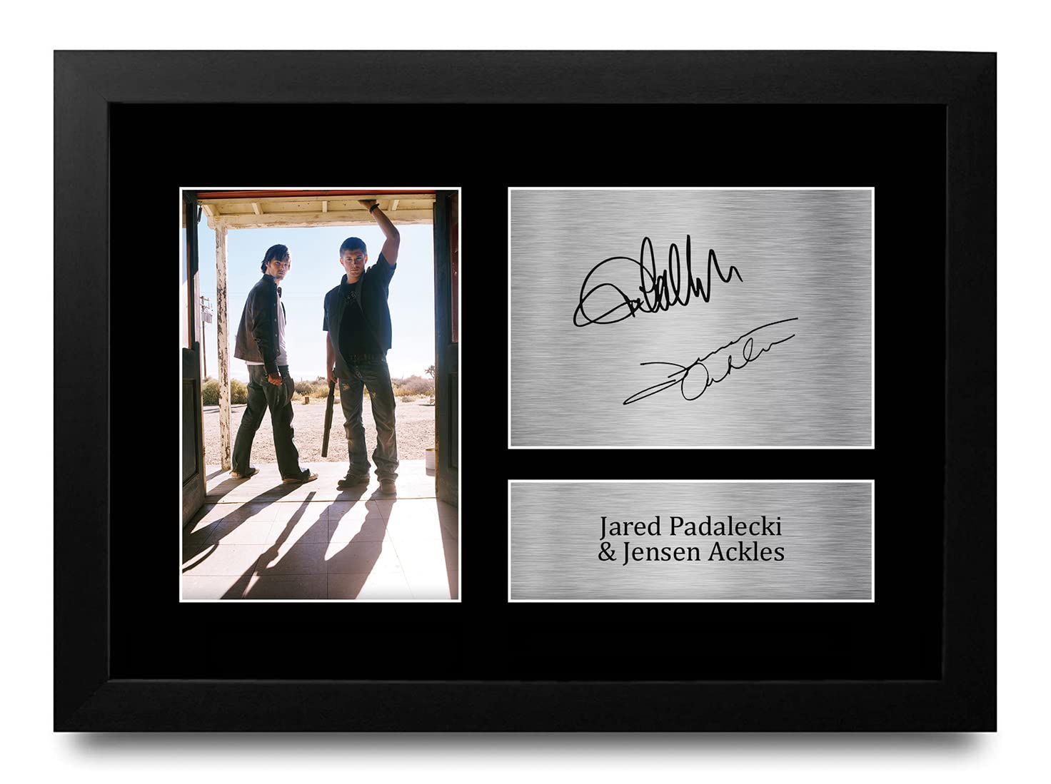 HWC Trading FR A4 Jared Padalecki & Jensen Ackles Supernatural Gifts Printed Signed Autograph Picture for TV Show Fans - A4 Framed
