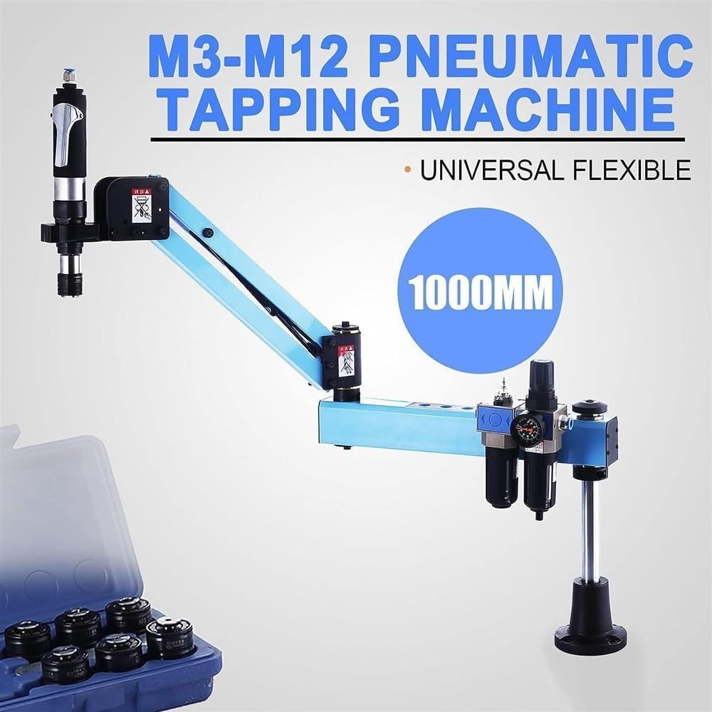Pneumatic Tapping Machine Arm M3-M12 Tap Collets Pneumatic Air Tapper Machine 400rpm/min Universal 360 Angle Flexible Arm Nut-Tapping Machine