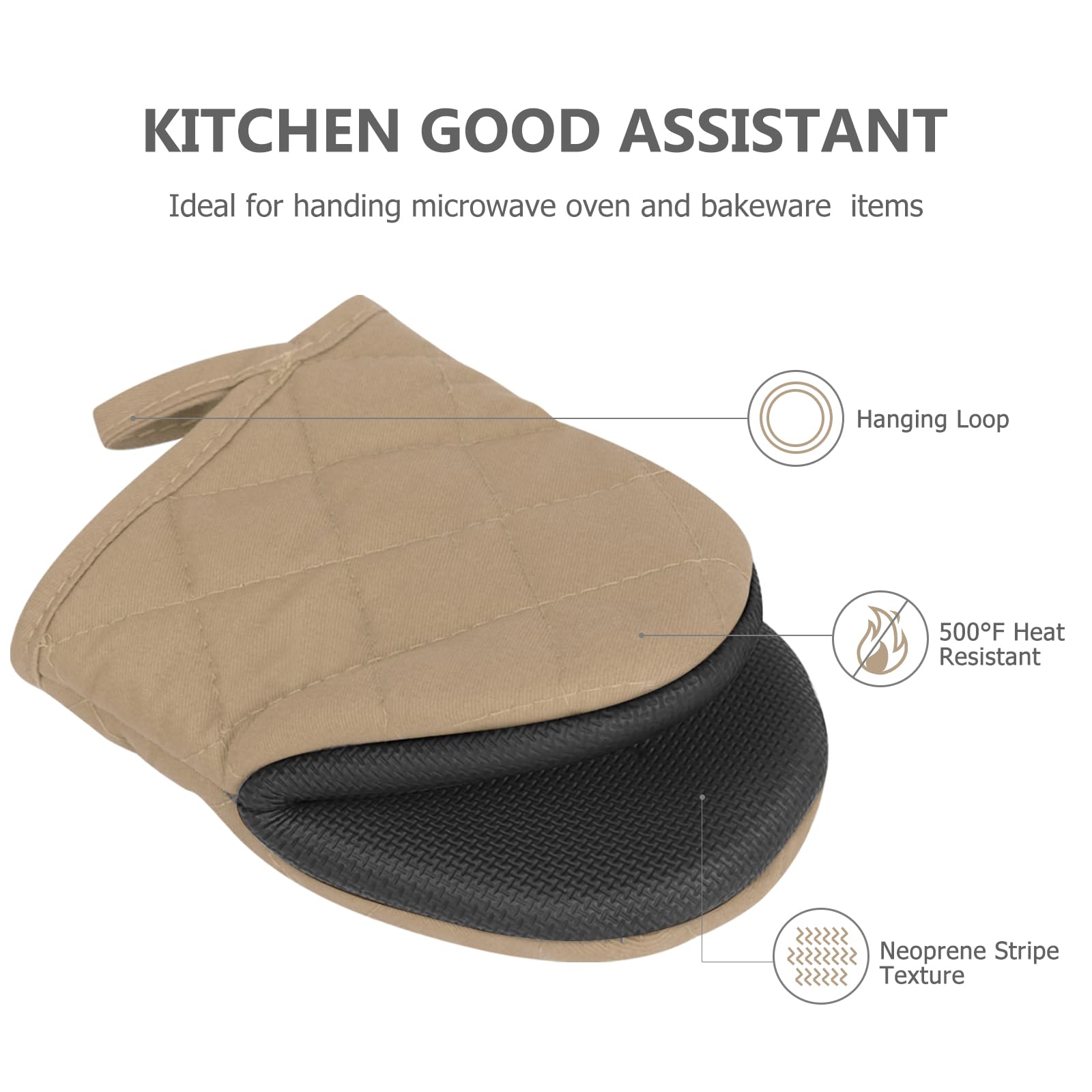 Ovenwanten 260 °C ovenwanten hittebestendige pannenlappen siliconen ovenwanten dubbel met antislip grip siliconen oppervlakken en ophanglus, voor barbecue, bakken, koken en grillen, keukenaccessoires