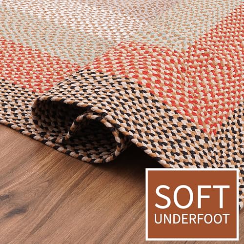 Super Area Rugs Runner 2' X 6' Brown - Red - Green Oval Braided Rug for Farmhouse/Primitive Style Kitchens and Bathrooms - image 6