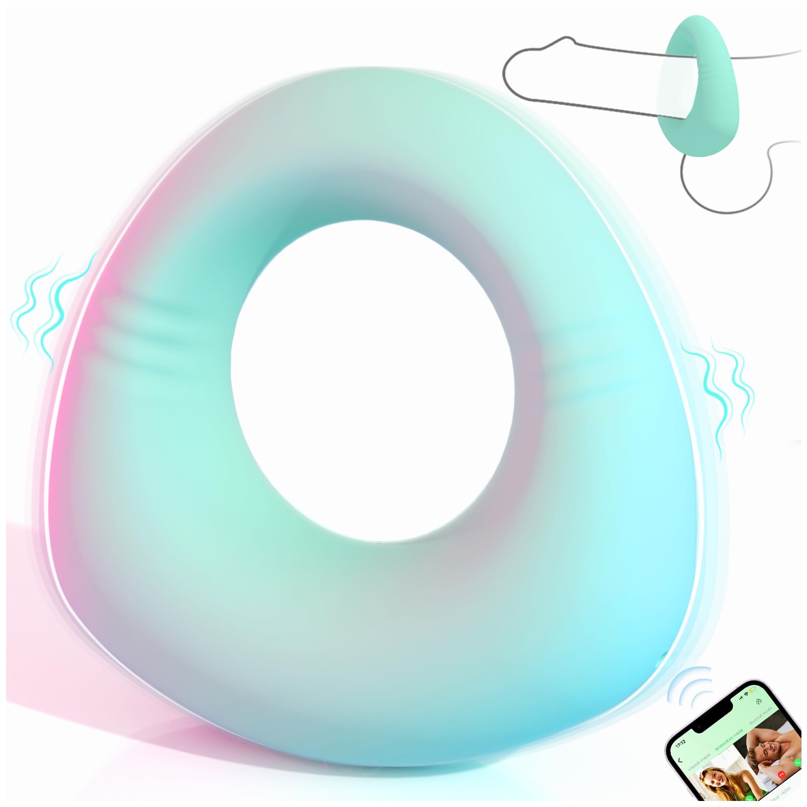 Amazon.com: Full Liquid Silicone Soft Vibrating Cock Ring, 0.09LB Mint  Green APP Pleasure Penis Ring Vibrator Couples Adult Sex Toys for Men  Women, HOESDIK 10 Vibrations Male Couple Sex Toy Game for
