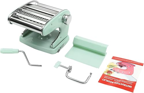 Vista 19 de Máquina para hacer pasta, hecho en casa de acero inoxidable manual con 6 ajustes de grosor ajustables, cortador de fideos resistente para Rojo